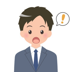 びっくりする 若いビジネスマン,会社員のバストアップイラスト