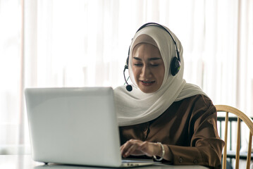 Muslim woman a call center