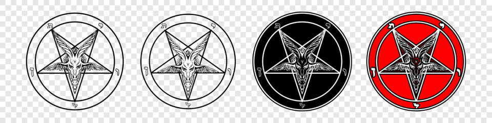 The Sigil of Baphomet. Goat pentagram illustration isolated on white background. Vector EPS 10 - obrazy, fototapety, plakaty