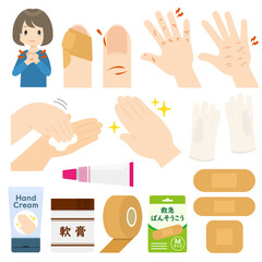 あかぎれとハンドケアのイラスト