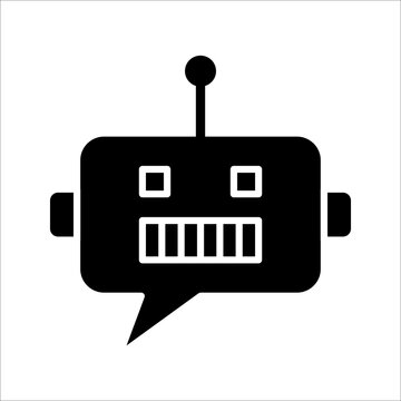 Chat Bot icon. Virtual assistant Bot icon. Robot head with speech bubble. Customer support service Chat Bot. Vector illustration on white background. EPS 10