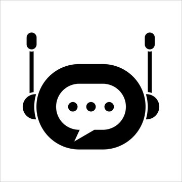 Chat Bot icon. Virtual assistant Bot icon. Robot head with speech bubble. Customer support service Chat Bot. Vector illustration on white background. EPS 10