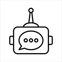 Chat Bot icon. Virtual assistant Bot icon. Robot head with speech bubble. Customer support service Chat Bot. Vector illustration on white background. EPS 10