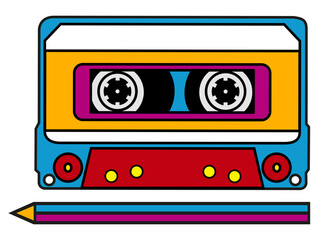 Music, tape, cassette, retro, pen, 80s, 90s, isolated