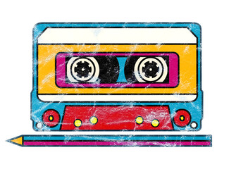 Music, tape, cassette, retro, vintage, 80s, 90s, isolated
