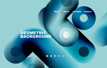 Website landing page abstract geometric background. Circles and round shapes. Web page for website or mobile app wallpaper