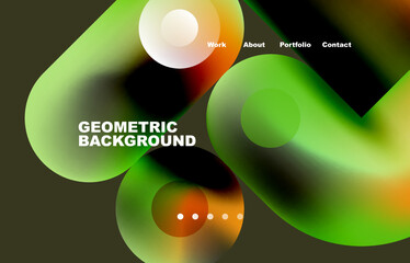 Website landing page abstract geometric background. Circles and round shapes. Web page for website or mobile app wallpaper