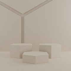 Minimal cylinder podium pedestal product display and presentation with pastel background 3d rendering
