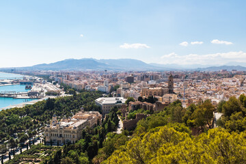 Fototapeta na wymiar Landscape panoramic view from above in Málaga, Spain