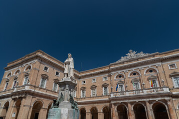 Fototapeta na wymiar Recanati. Marche. Piazza Leopardi with the town hall