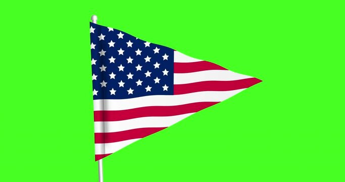 Waving, official US flag, 4K animation on green screen.