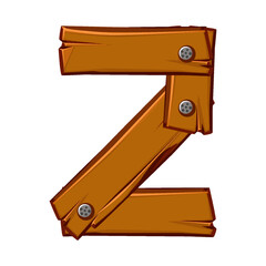 Wooden number 2. Cartoon wooden plank in Two digit