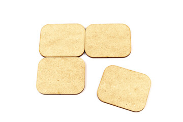 Workflow flowchart of business management concept, flow chart, diagram action plan processing with wooden plates on white background.