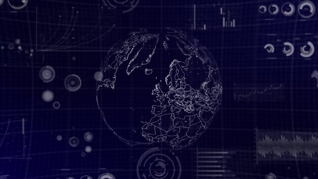 Data analysis Technology Globe rotating on Poland Country with graphs, charts, analytics in background | Poland country Globe rotating 4K|60 FPS, data analysis technological background