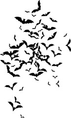 Fototapeta na wymiar Bat swarm. Flying bat silhouette. Halloween Decoration element.