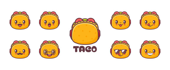 Taco cartoon. mexican food vector illustration