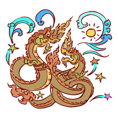 Chinese dragon on white vector for card illustration background - obrazy, fototapety, plakaty