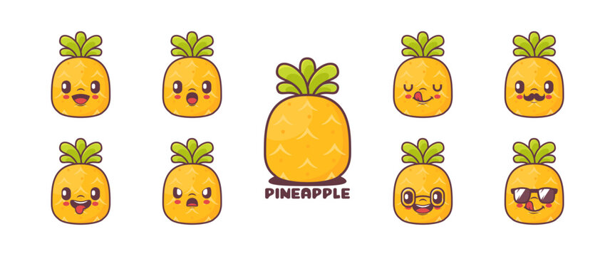 pineapple cartoon. fruit vector illustration