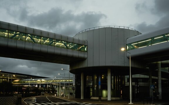 Fuimicino Airport Exterior On A Cloudy Evening In Rome