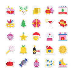Christmas, Party and Celebration Colored Vector Icons 


