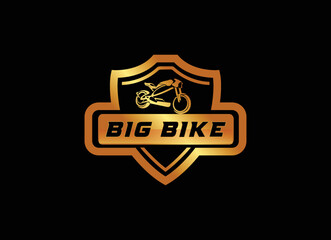Motosport Logo Designs Inspiration. Motorcycle Logo in gold style