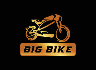 Motosport Logo Designs Inspiration. Motorcycle Logo in gold style