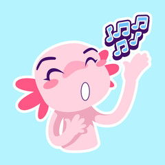 cute axolotl sticker vector set