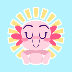 cute axolotl sticker vector set