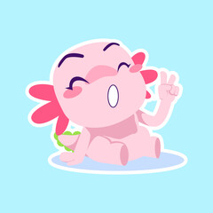 cute axolotl sticker vector set