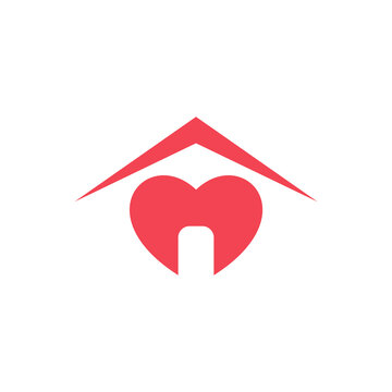 home and heart minimalist logo design