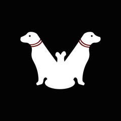 Two white dog animal logo 