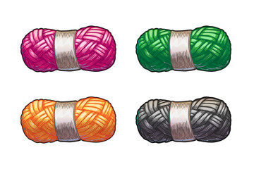 set of knitting threads vector illustration isolated on white background
