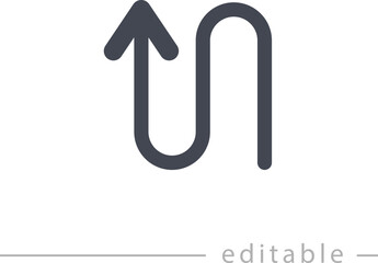 arrow rounded zigzag up, line editable icon