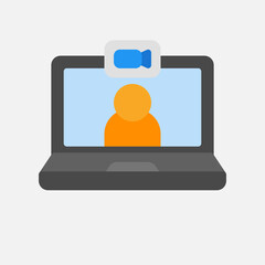 Video call icon in flat style about communication, use for website mobile app presentation