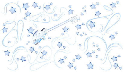 Chitarra elettrica in vetro con stelle