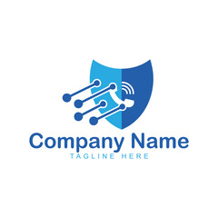 Telecommunication Cyber Security Logo Template
