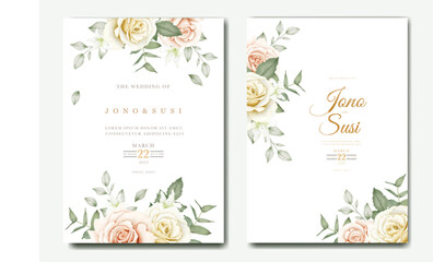 Beautiful Floral Roses Wedding Invitation Card