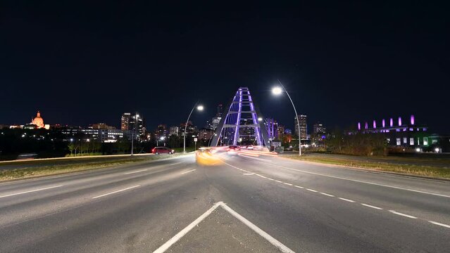 Edmonton City Walterdale Bridge At Night