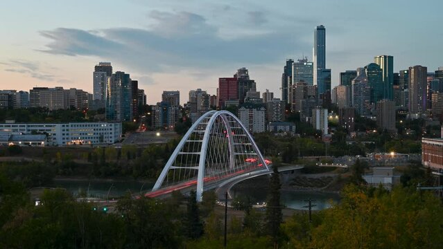Edmonton City Day to Night Time-Lapse