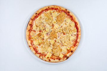 Fototapeta na wymiar italian pizza on the white plate
