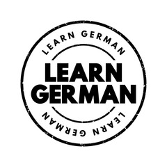 Learn German text stamp, concept background