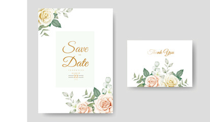 Fototapeta na wymiar Beautiful Floral Roses Wedding Invitation Card