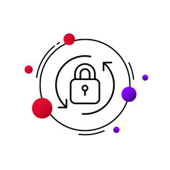 Lock with circular arrows line icon. Privacy, unlock, pin code, private information, password, personal data, safety, hacking protection, antivirus. Security system concept. Vector line icon