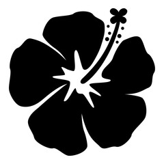 hibiscus flower black silhouette illustration - obrazy, fototapety, plakaty