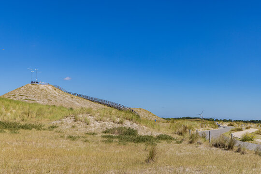 Petten, The Netherlands - August 10, 2022: Panoramic dune in Petten along the Dutch coast of North Holland in The Netherlands