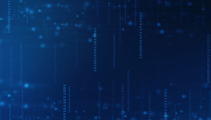 Binary Code Background, Digital Abstract technology background, flowing number one and zero text in binary code format in technology background. Internet Big data Concept