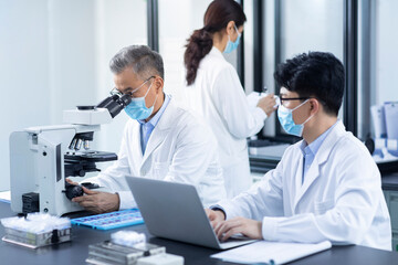 Researchers working in laboratory