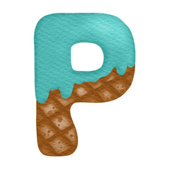 Ice Cream Watercolor Hand Drawn Alphabet P