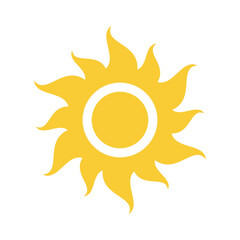 Artistic sun vector icon. Simple sunshine filled symbol.