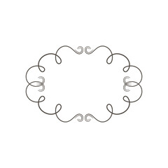 Classic vector frame template. Vintage ellipse swirls line border.